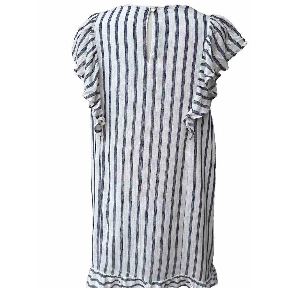 Everleigh Womens White Cotton Ruffle Sleeve Stripe Shift Dress Size XL - Picture 12 of 16